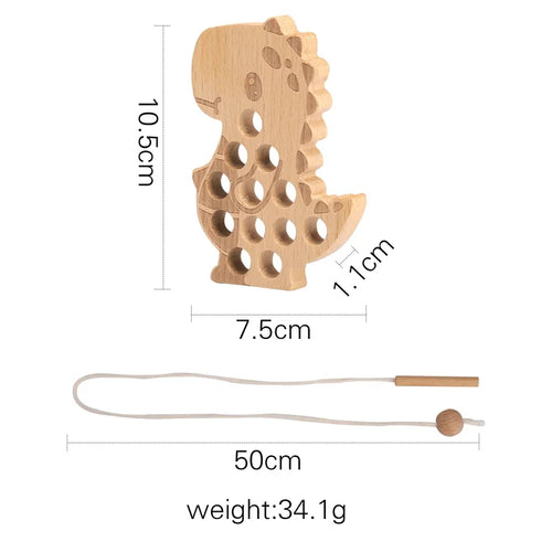 Wooden Hedgehog Threading Board Kids Montessori Toys Beech Wooden