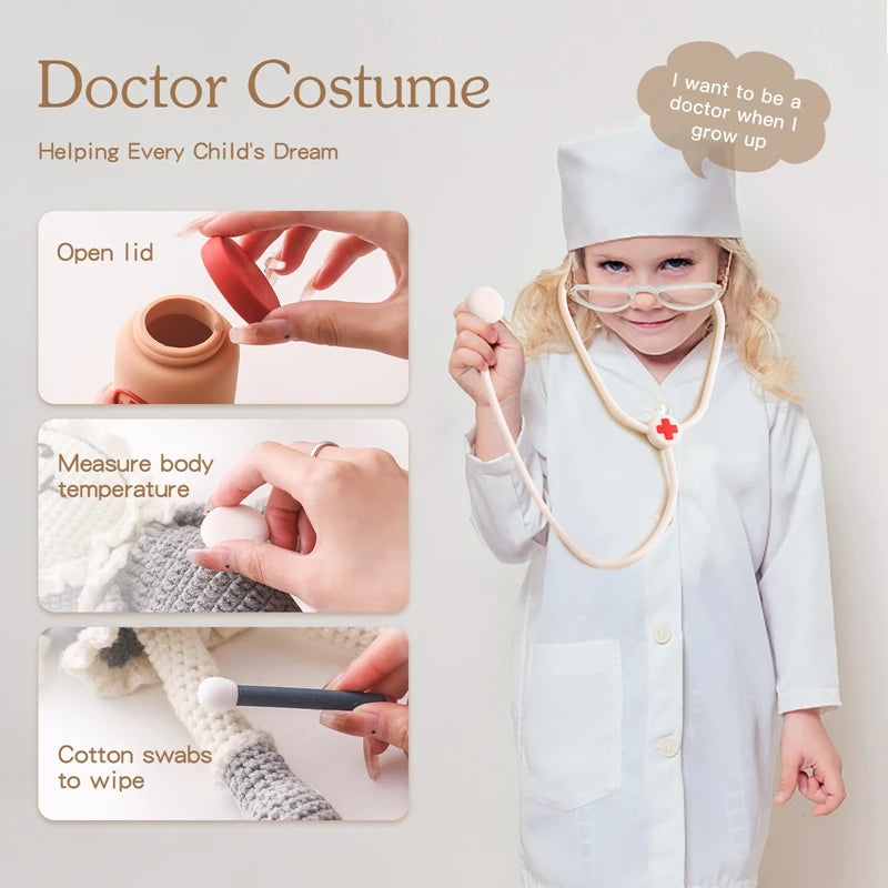 Children Doctor Toy Set Silicone Simulation Medical Box Montessori Toy