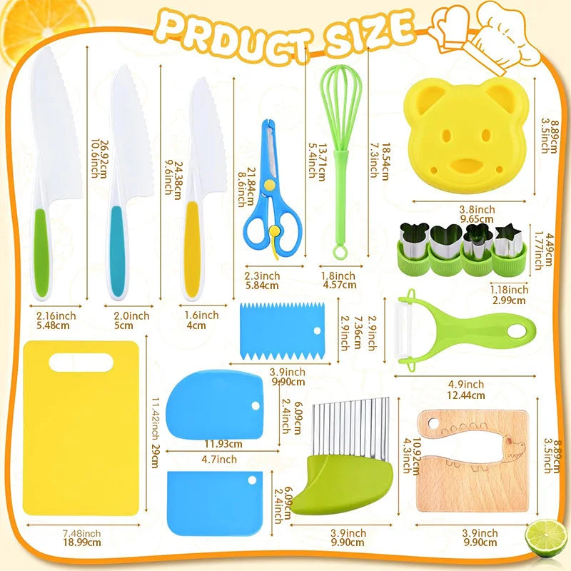 17pcs Montessori Kitchen Tools Cooking Set - Real Cooking Experience