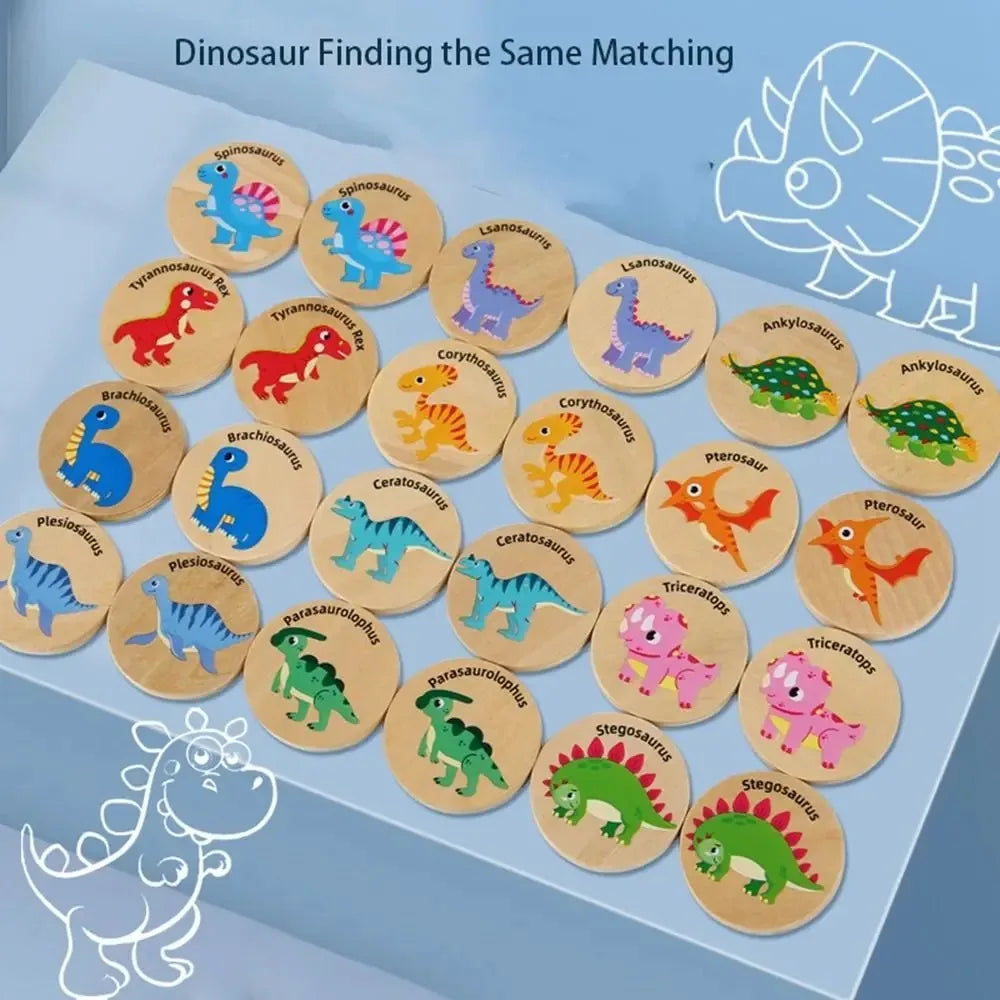 Children Wooden Toy Memory Find The Same Dinosaur Matching Jigsaw