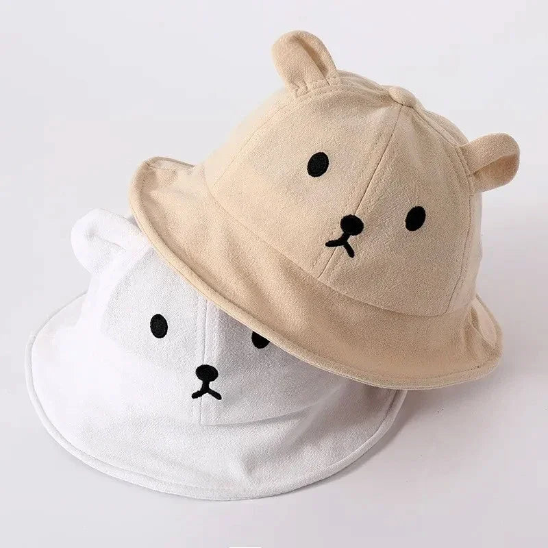 Cute Bear Baby Bucket Hat With Ears Boy Girl Cotton Kids Sun Hat