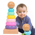 Load image into Gallery viewer, Children Rainbow Tower Ferrule Wooden Toy Stacking Circle Baby Early
