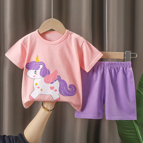 girls clothes set Short Sleeve 2pcs Tshirt+Short 1 2 3 Years Old