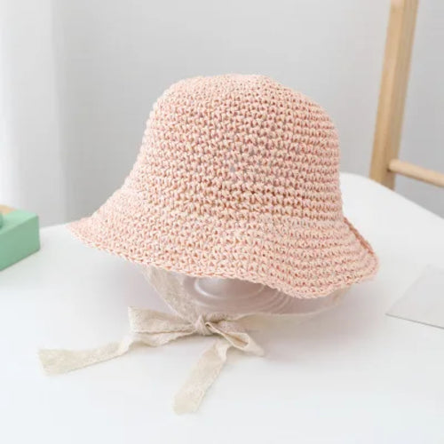 Fashion Lace Baby Hat Summer Straw Bow Baby Girl Cap Beach Children