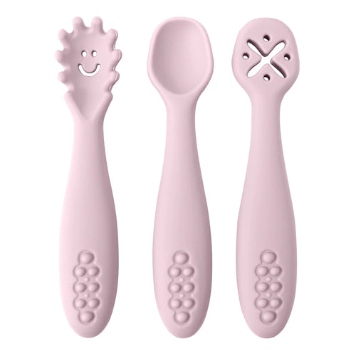 3PCS Cute Baby Learning Spoons Utensils Set Newborn Feeding Spoon Set