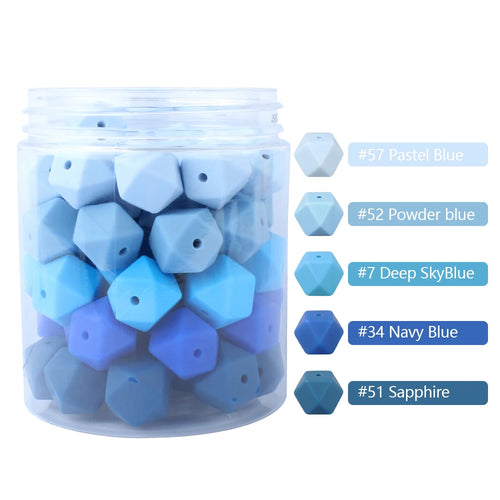 10pcs Hexagon Silicone Beads Pearl 14mm DIY Pacifier Clip Chain