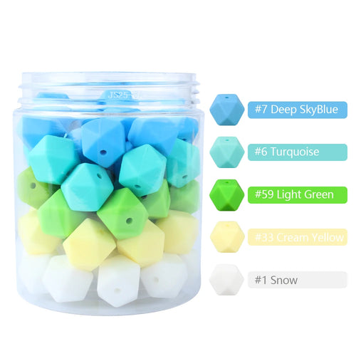 10pcs Hexagon Silicone Beads Pearl 14mm DIY Pacifier Clip Chain