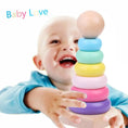 Load image into Gallery viewer, Children Rainbow Tower Ferrule Wooden Toy Stacking Circle Baby Early
