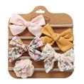 Load image into Gallery viewer, 5Pcs/Set Baby Bow Headband Lace Flower Print Nylon Cotton Hair Bands
