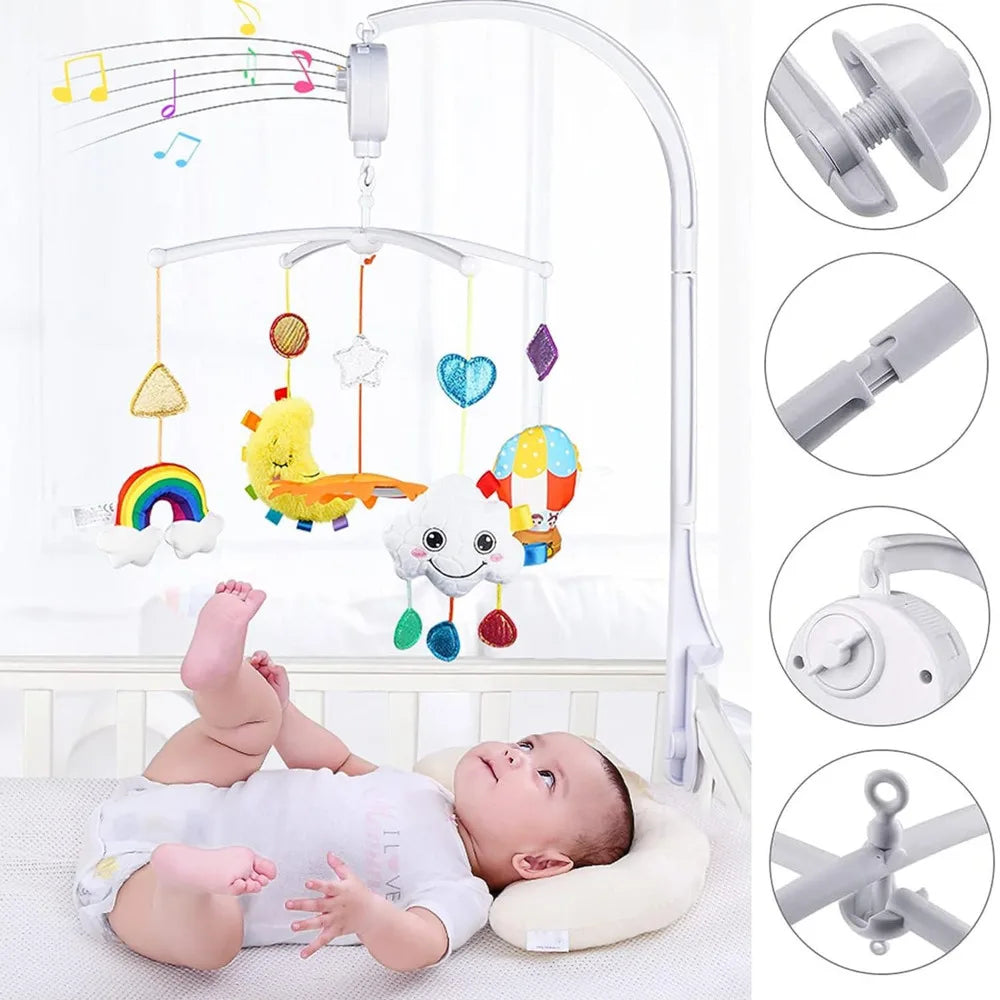 Baby Crib Mobile Bed Bell Rattle Holder 0-12 Months 360° Rotary