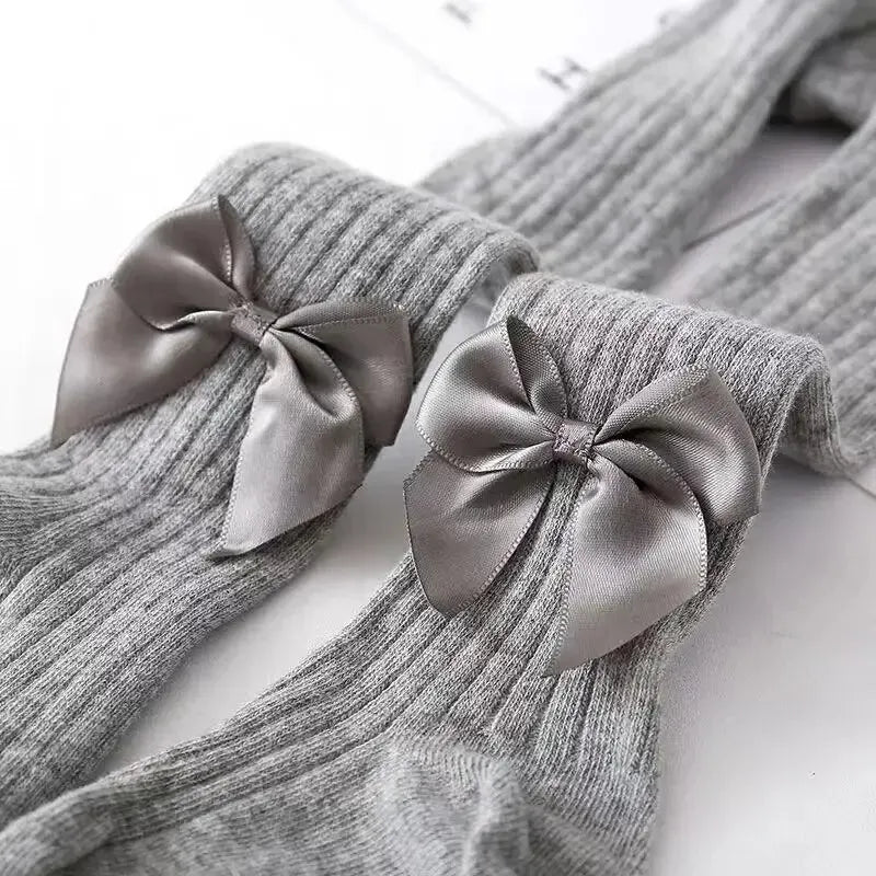 Cute Bowknot Tights For Girls Knitted Cotton Winter Girls Tights High