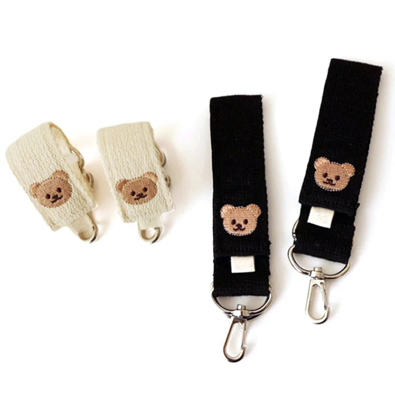 Embroidered Bear Cartoon Hook Durable Universal Pushchair Clip Baby