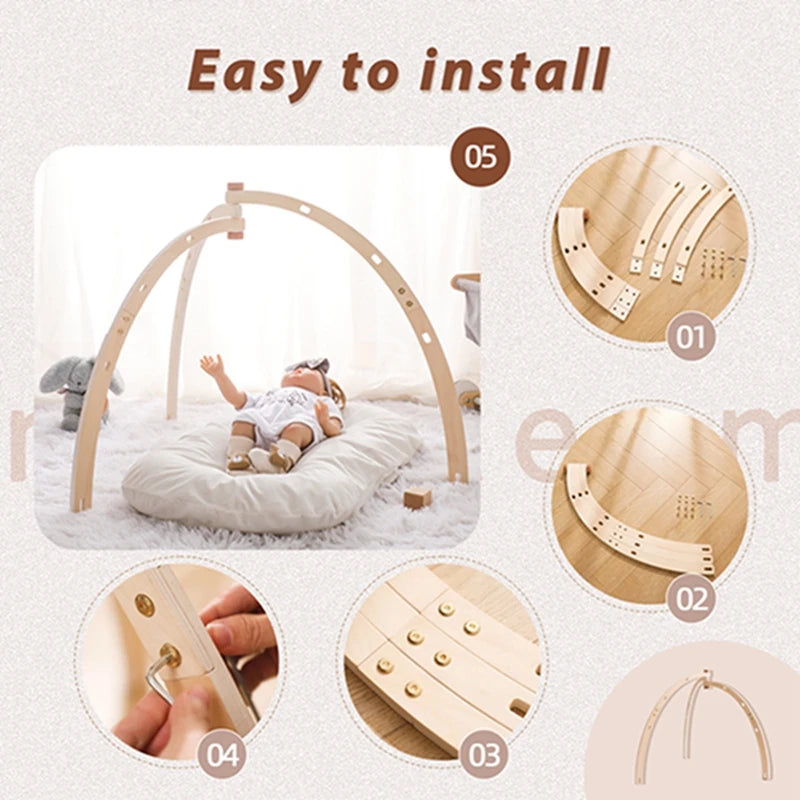 1Set Wooden Rattle Teethers Baby Toys Play Gym Mobile Newborn Sensory