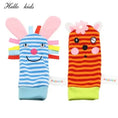 Load image into Gallery viewer, Cartoon Plush Socks Wrist Strap Rattles Baby Toys 0-12 Months Newborn
