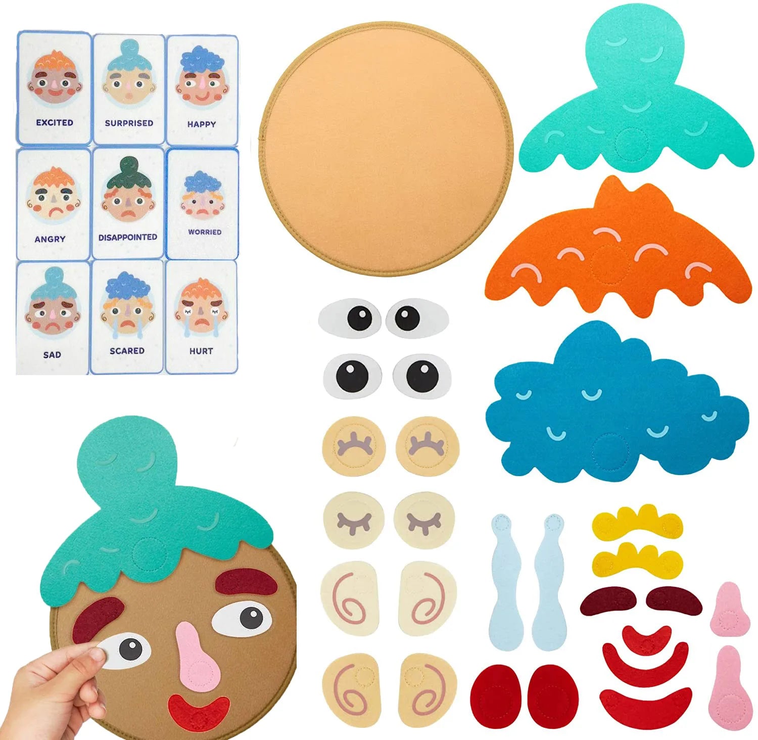 Kids Montessori Facial Expression Game Emotional Change Toys With 9pcs