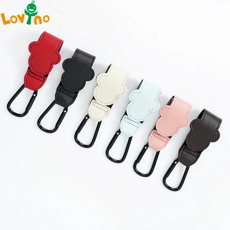 1/2pcs PU Leather Baby Bag Stroller Hook Pram Bicycle Shopping Cart