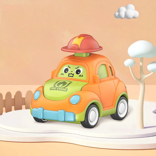 Children Cartoon Mini Car Toy Press Go Inertial Cute Fire Truck