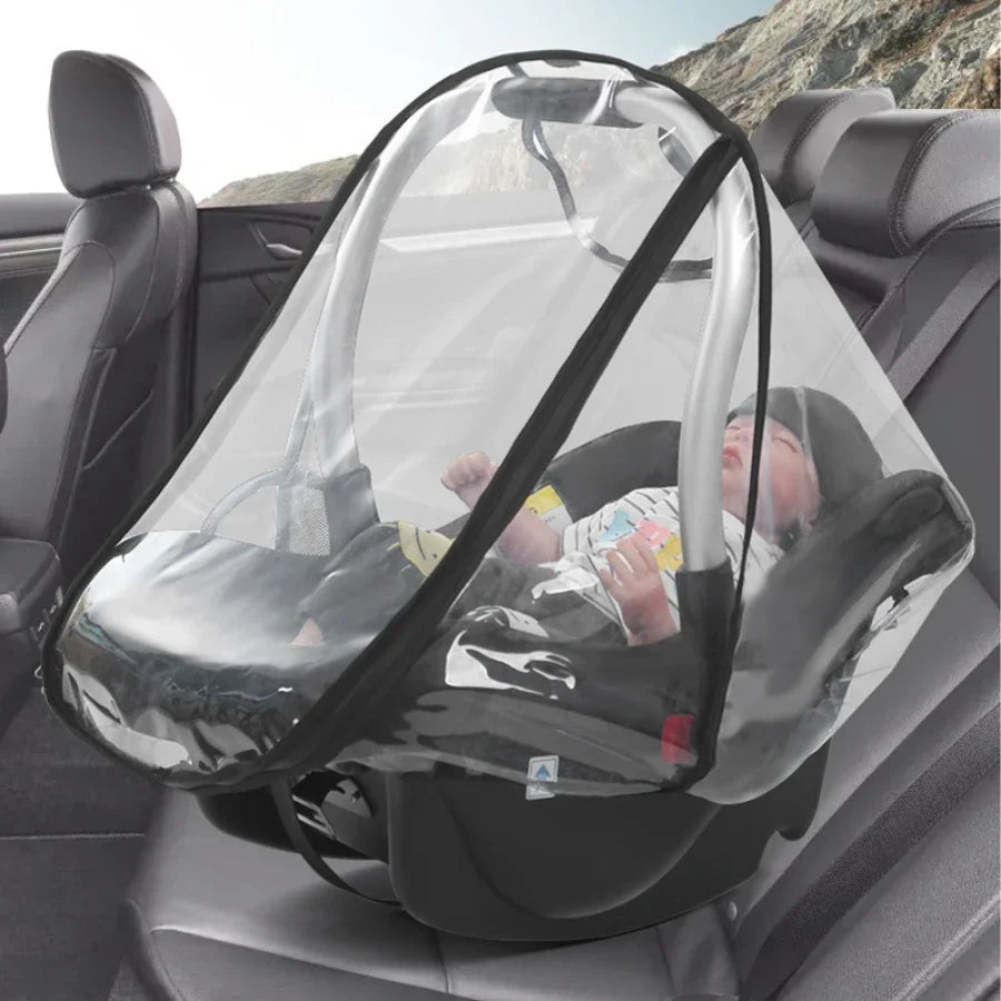 Baby Safety Seat Rain Cover Transparent EVA Baby Stroller Carriage