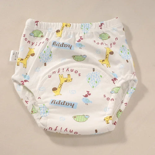 B Caton Cartoon Print Reusable Baby Diaper 6-layer Waterproof Cotton