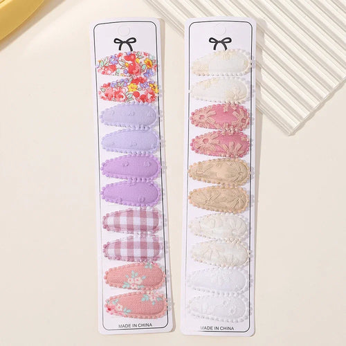 10/20Pcs Cotton Print Hair Clip Hairpin for Girl Fabric Plaid Mini BB