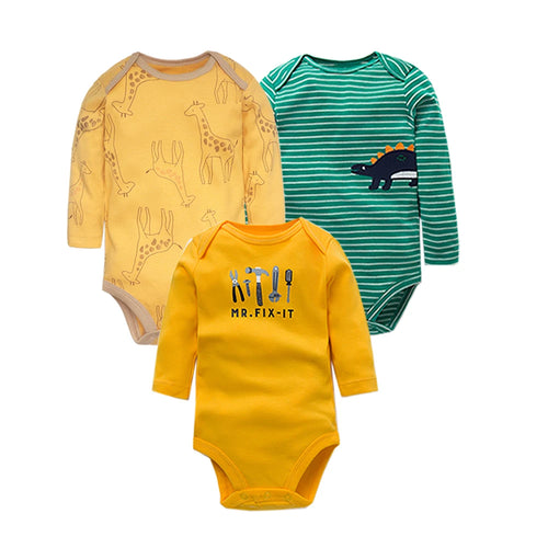 3-5 PCS/LOT Soft Cotton Baby Bodysuits Long Sleeve Newborn Baby