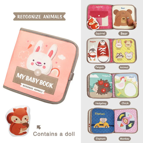 Montessori Busy Book Baby Early Education Book，Puzzle Toy, Animal