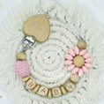 Load image into Gallery viewer, Custom Name Silicone Beads Wooden Ring Pacifier Clips Safe Teething
