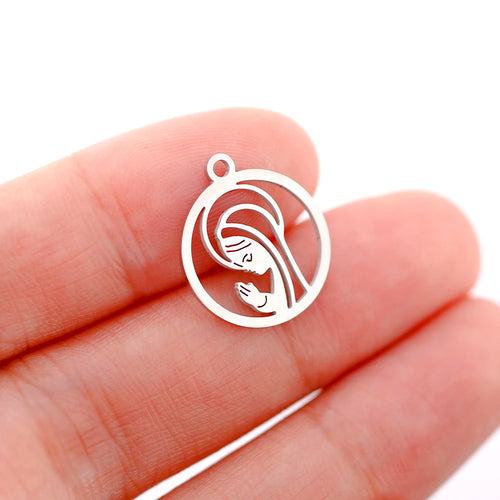 5pcs/Lot Stainless Steel Pendant Cute Baby Foot /Virgin Mary/Maternal