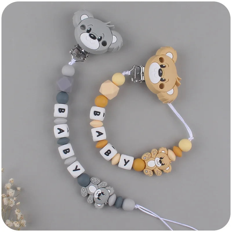 Baby Handmade Personalized Name Clips Cartoon Silicone Beads Pacifier