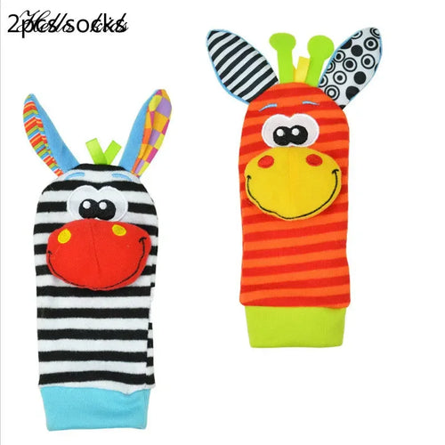 Cartoon Plush Socks Wrist Strap Rattles Baby Toys 0-12 Months Newborn