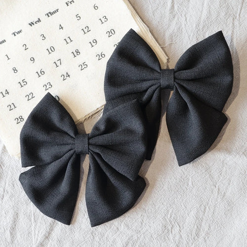 2Pcs/lot Solid Color Hair Bows Boutique With Clips For Girls Hairgrips