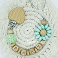 Load image into Gallery viewer, Custom Name Silicone Beads Wooden Ring Pacifier Clips Safe Teething
