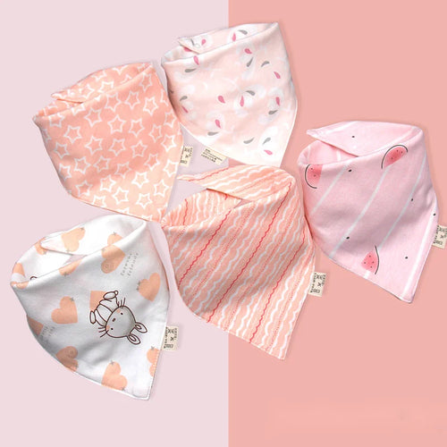 5pcs Baby Saliva Towel Triangle Scarf Pure Cotton Bandana Waterproof