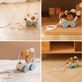 Load image into Gallery viewer, Wooden Baby Dragging Stars Moon Surround Car Beech Baby Toys Car
