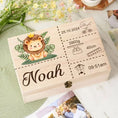 Load image into Gallery viewer, Personalised Safari Animal Baby Memory Box Custom Wooden Boxes Newborn
