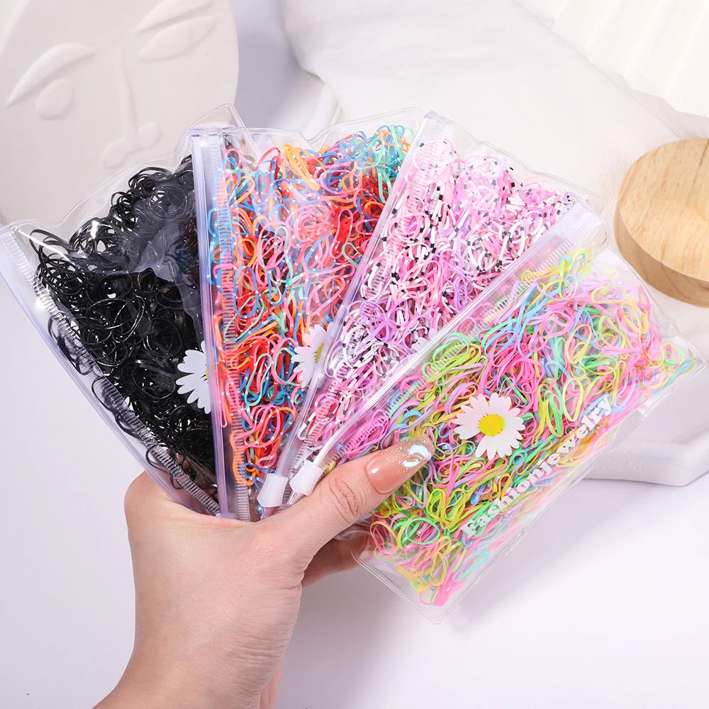 500Pcs/Set Girls Colourful Elastic Disposable Soft Rubber Band Hair