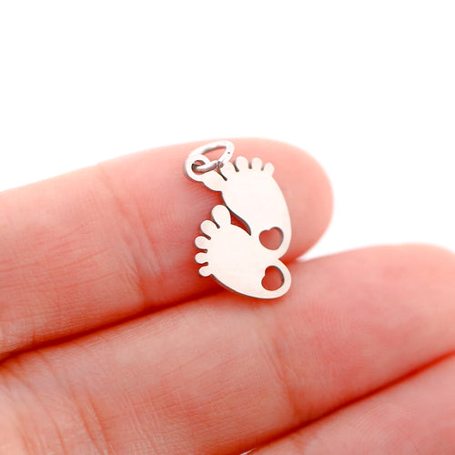 5pcs/Lot Stainless Steel Pendant Cute Baby Foot /Virgin Mary/Maternal