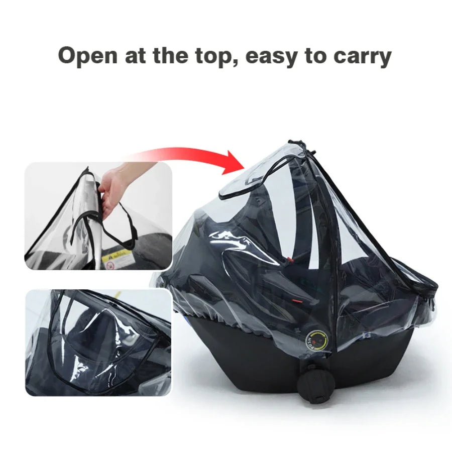 Baby Safety Seat Rain Cover Transparent EVA Baby Stroller Carriage