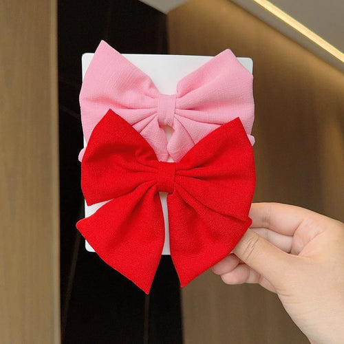 2Pcs/lot Solid Color Hair Bows Boutique With Clips For Girls Hairgrips