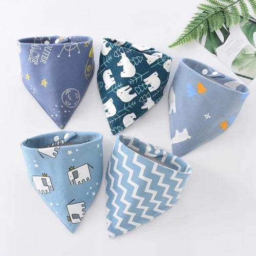 5pcs Pure Cotton Bandana Waterproof Bibs Baby Saliva Towel Triangle