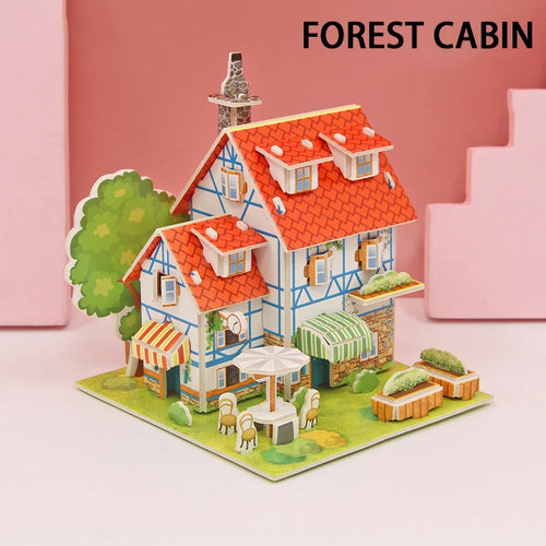 3D Paper Puzzle Montessori Miniature Houses Funny Carton Construction