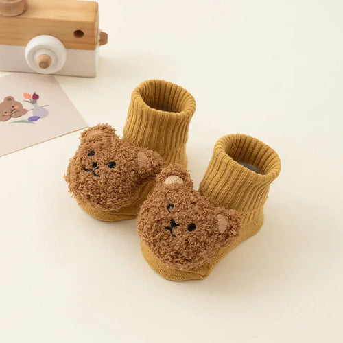 Cute Cartoon Bear Baby Socks for Boy Girl Winter Soft Cotton Anti Slip