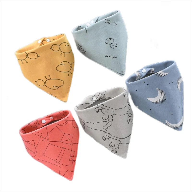 5pcs Baby Saliva Towel Triangle Scarf Pure Cotton Bandana Waterproof