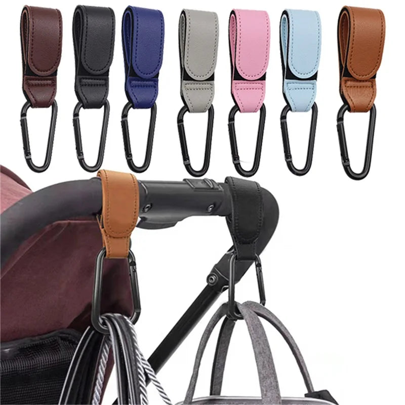 1/2pcs PU Leather Baby Bag Stroller Hook Pram Rotate 360 Degree