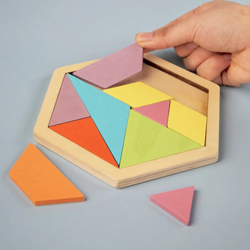 3D Hexagonal Wooden Puzzles Educational Toys For Children Kids