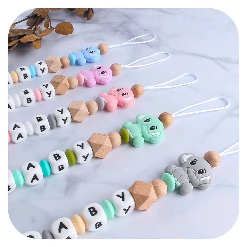 Personalized Name Baby Pacifier Clips Cartoon Toddler Soother