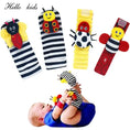 Load image into Gallery viewer, Cartoon Plush Socks Wrist Strap Rattles Baby Toys 0-12 Months Newborn
