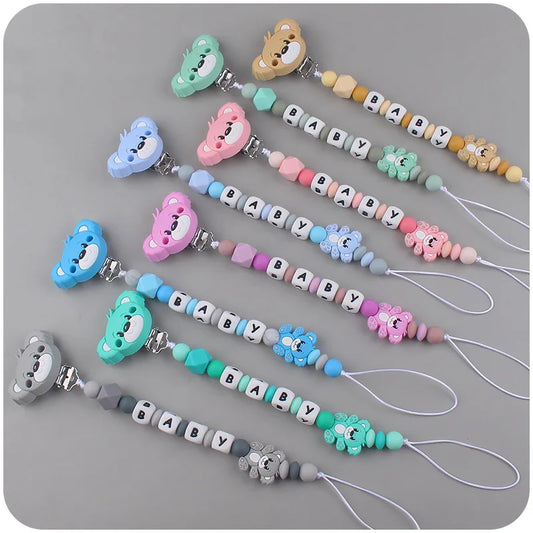 Baby Handmade Personalized Name Clips Cartoon Silicone Beads Pacifier