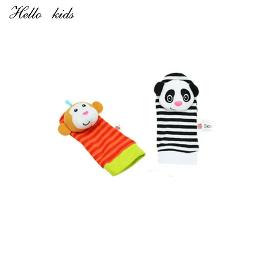 Cartoon Plush Socks Wrist Strap Rattles Baby Toys 0-12 Months Newborn