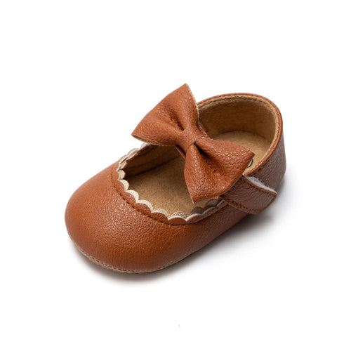 Retro New Newborn Baby Walking Shoes Spring Autumn Solid Color Bow